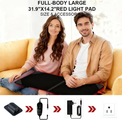 Red Light Therapy Mat for Body, 31.9" X 14.2" Large Red Light Therapy Pad with Overheat Protection Device, 660Nm & 850Nm Red and near Infrared Light for Waist, Legs and Back, Home Use