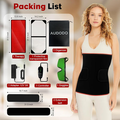 Red Light Therapy Mat for Body, 31.9" X 14.2" Large Red Light Therapy Pad with Overheat Protection Device, 660Nm & 850Nm Red and near Infrared Light for Waist, Legs and Back, Home Use