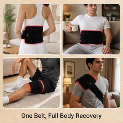 Red Light Therapy Belt for Back, Waist & Knee, 120 Leds 660Nm Red Light & 850Nm near Infrared Therapy Wrap, Red Light Therapy Pad for Lower Back, Shoulder & Body