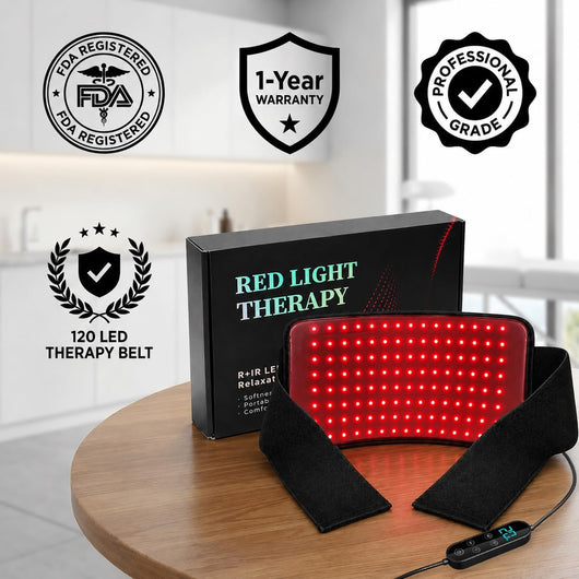 Red Light Therapy Belt for Back, Waist & Knee, 120 Leds 660Nm Red Light & 850Nm near Infrared Therapy Wrap, Red Light Therapy Pad for Lower Back, Shoulder & Body